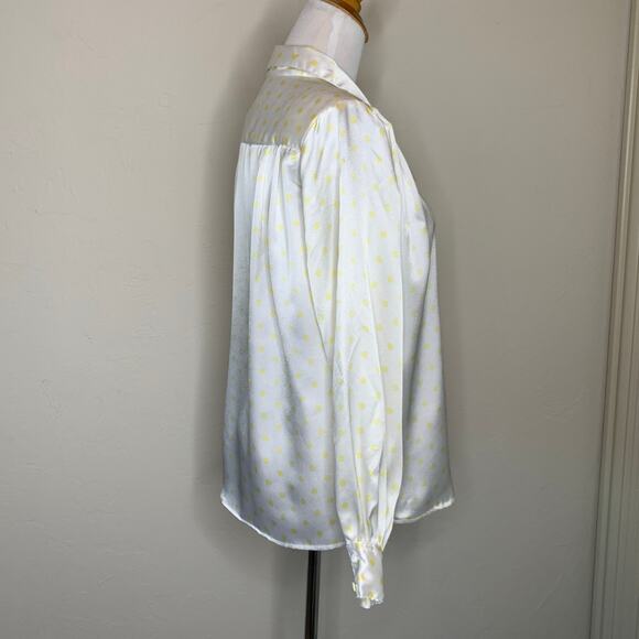 J.H. Collectibles Satin Polka Dot Blouse White Yellow Sz 6 - Picture 4 of 8